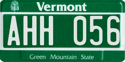 VT license plate AHH056