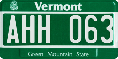 VT license plate AHH063