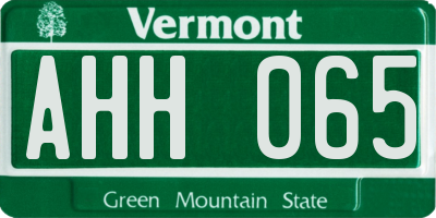 VT license plate AHH065