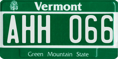 VT license plate AHH066