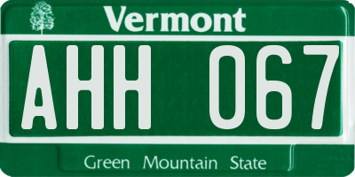 VT license plate AHH067