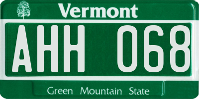 VT license plate AHH068