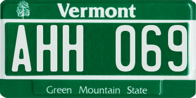 VT license plate AHH069