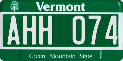 VT license plate AHH074