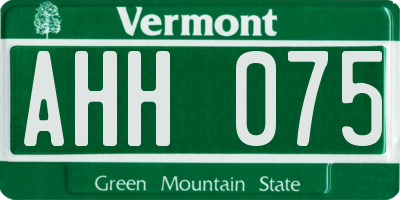 VT license plate AHH075