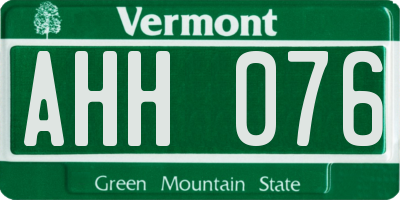 VT license plate AHH076