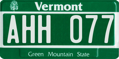 VT license plate AHH077