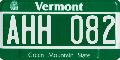 VT license plate AHH082