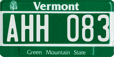 VT license plate AHH083