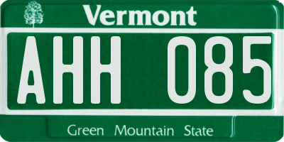 VT license plate AHH085