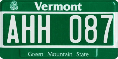 VT license plate AHH087