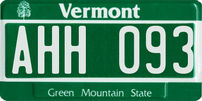 VT license plate AHH093