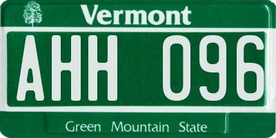 VT license plate AHH096