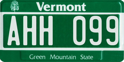 VT license plate AHH099