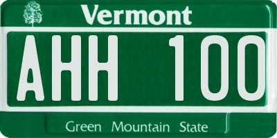 VT license plate AHH100