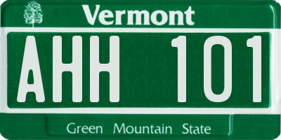 VT license plate AHH101
