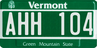 VT license plate AHH104
