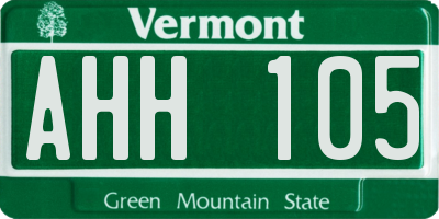 VT license plate AHH105