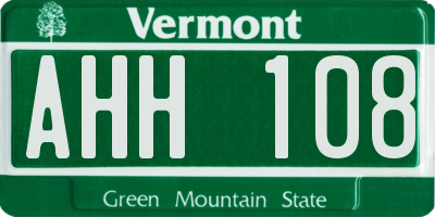 VT license plate AHH108