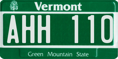 VT license plate AHH110