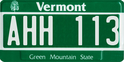 VT license plate AHH113