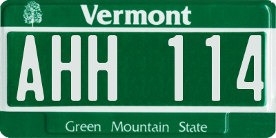 VT license plate AHH114