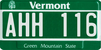 VT license plate AHH116