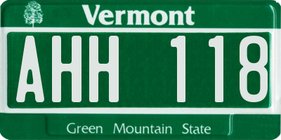 VT license plate AHH118