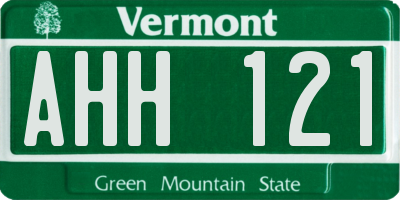 VT license plate AHH121