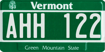 VT license plate AHH122