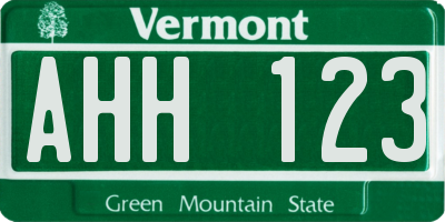 VT license plate AHH123