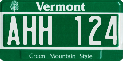 VT license plate AHH124