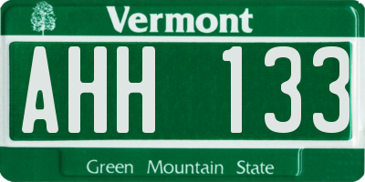 VT license plate AHH133