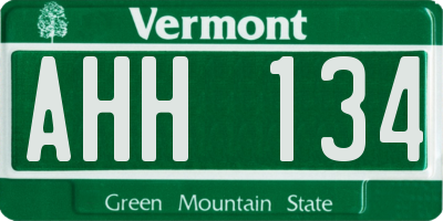 VT license plate AHH134