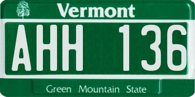 VT license plate AHH136