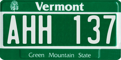 VT license plate AHH137