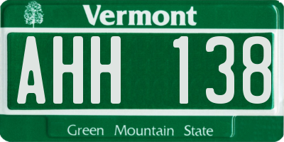 VT license plate AHH138