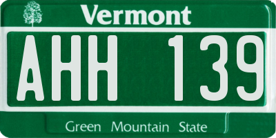 VT license plate AHH139