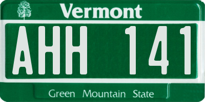 VT license plate AHH141