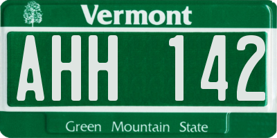 VT license plate AHH142