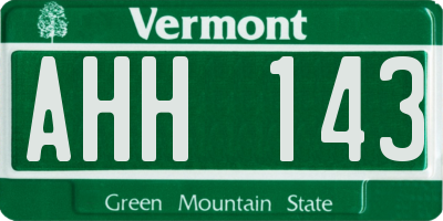 VT license plate AHH143