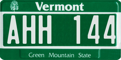 VT license plate AHH144