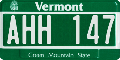VT license plate AHH147