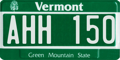 VT license plate AHH150