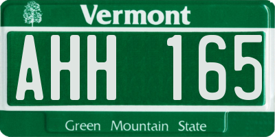 VT license plate AHH165