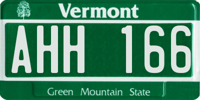 VT license plate AHH166