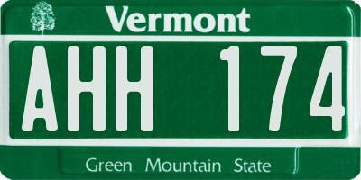 VT license plate AHH174