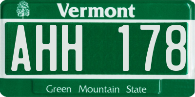 VT license plate AHH178