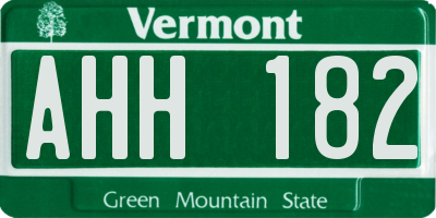 VT license plate AHH182