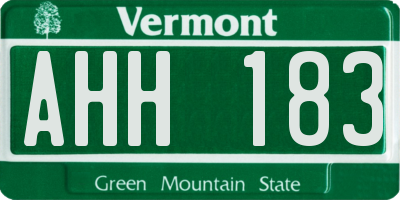 VT license plate AHH183